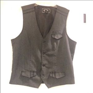 BUCKLE Grey Pinstriped Waistcoat Vest